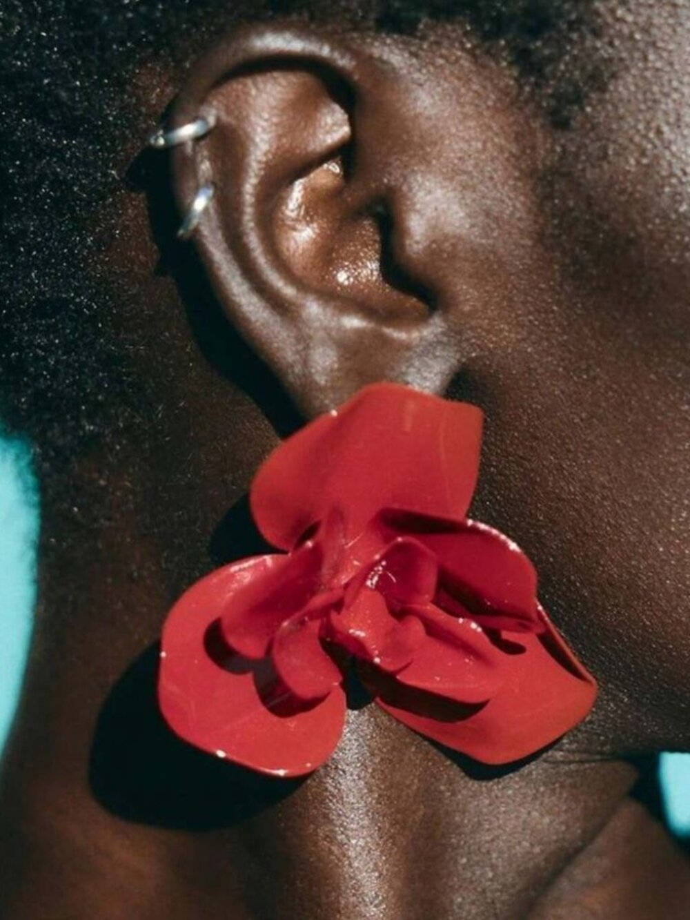 Bold RedFlower Earrings1612